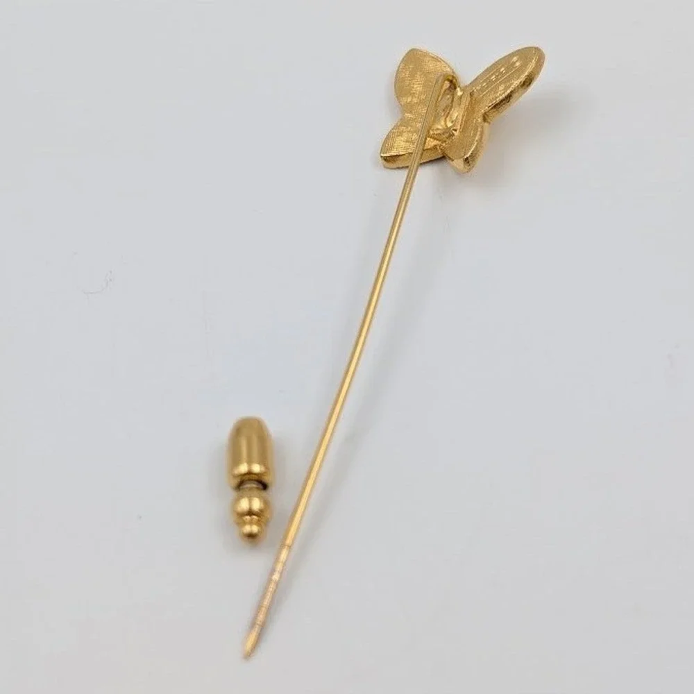 Vintage Crown Trifari Butterfly Stick Pin‎ Gold Tone Dainty Minimalist Spring